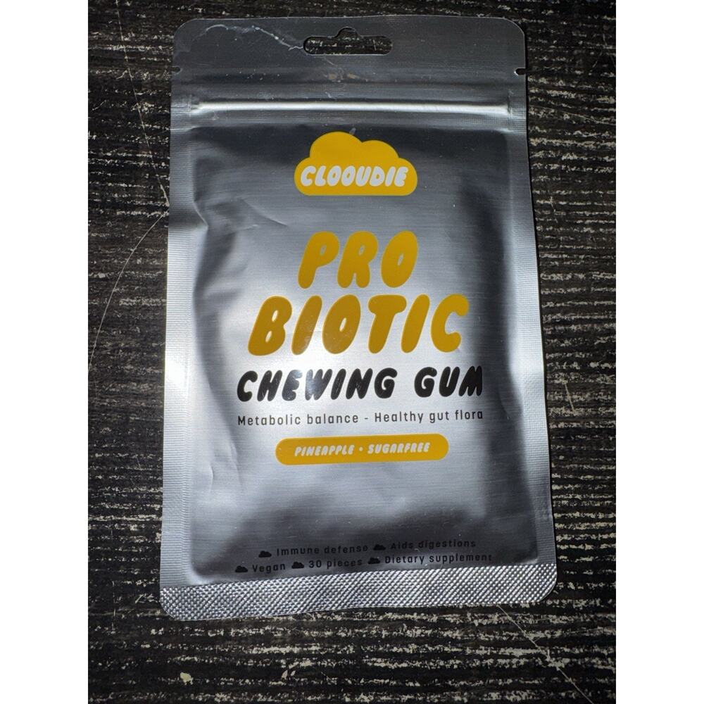 Clooudie California Probiotic Chewing Gum Pineapple 30 Pieces Sugar Free